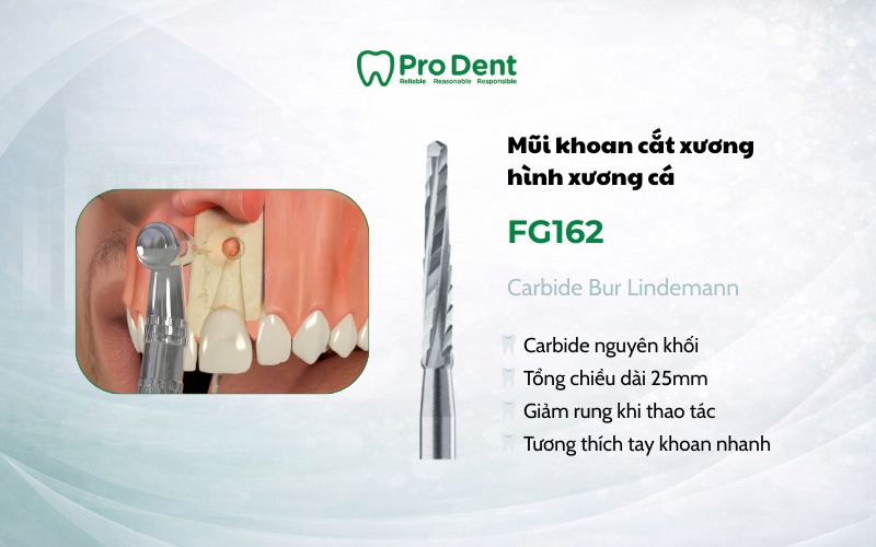 Mũi khoan FG 162 CARBIDE LINDEMANN – Giải pháp cắt xương chính xác trong nha khoa

