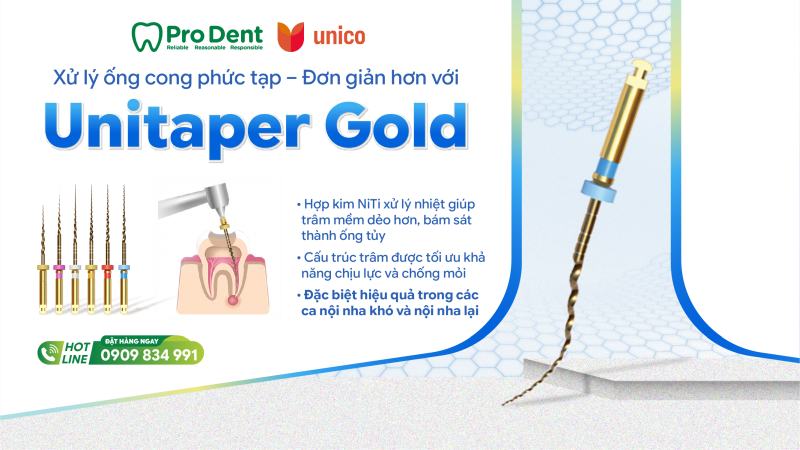 Unitaper Gold – Hệ thống trâm máy chữa tủy