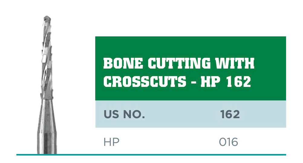 Carbide Bur Lindeman, Bone Cutting with Crosscuts HP 162 - Mũi khoan cắt xương tay chậm